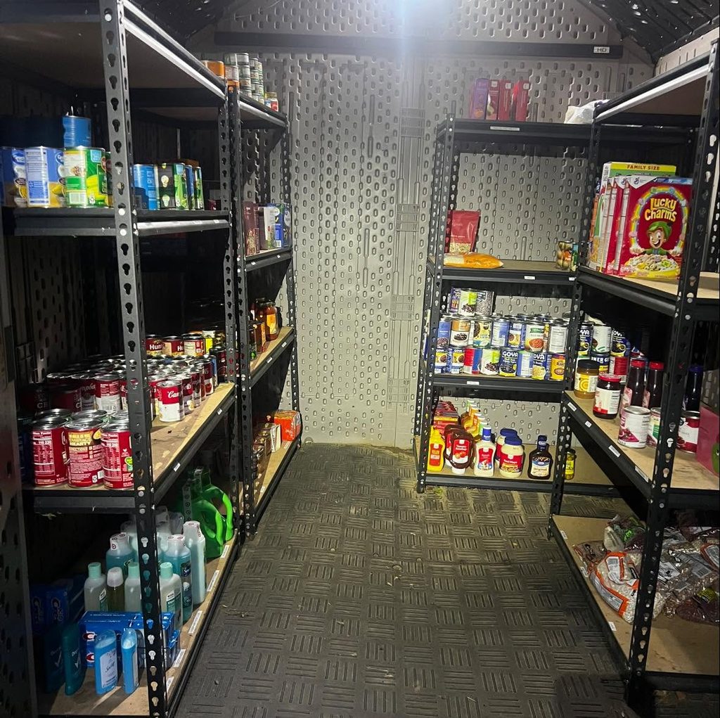 Interior of the Garnet Valley Food Pantry shed at 687 Smithbridge Rd in Glen Mills